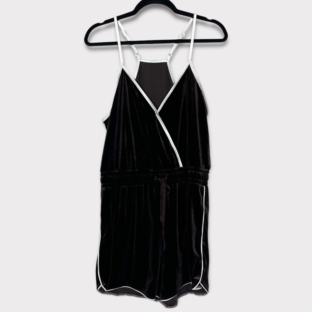 Buff Bunny Disco Romper Large Velvet Jumpsuit Athleisure Casual Gym Lounge Brown